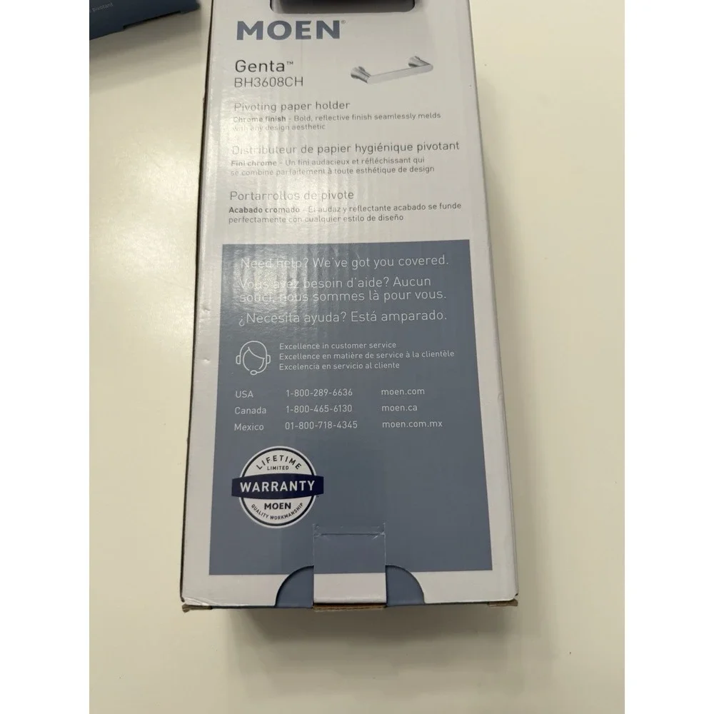 Moen Genta BH3608CH Pivoting Toilet Paper Holder Chrome New.      4032